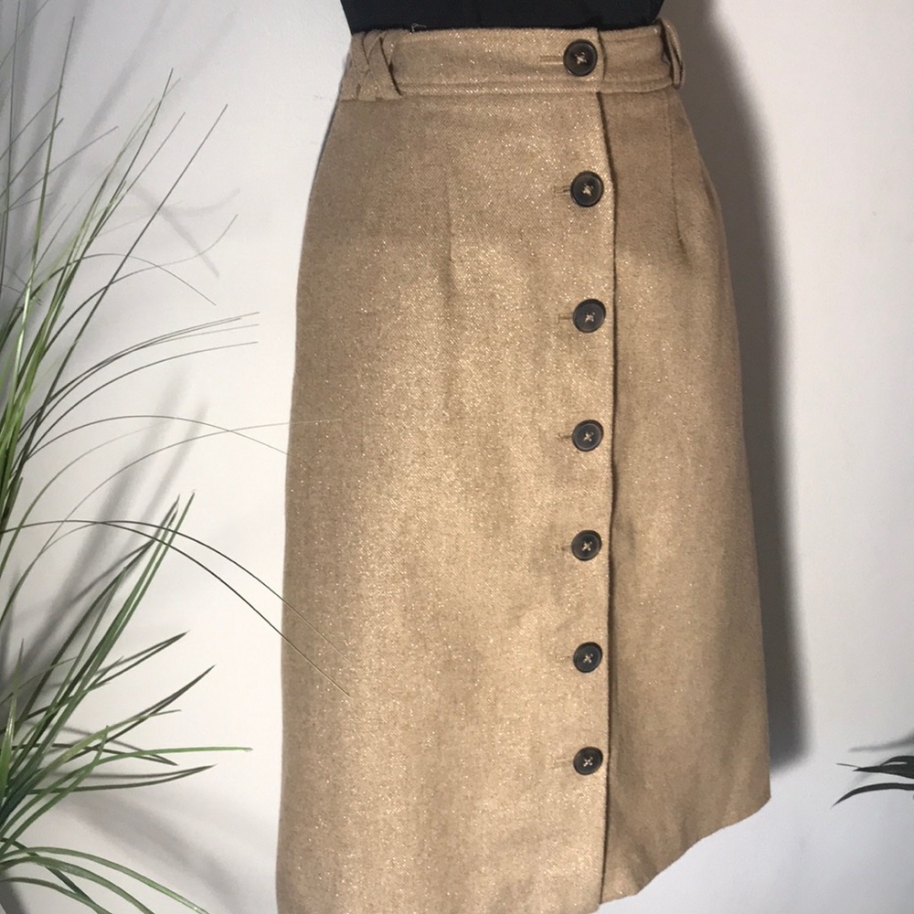 French Connection Tan button Up Skirt
